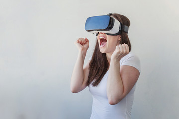 Woman using VR headset