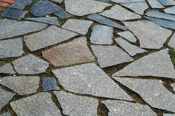Road surface made of granite tiles