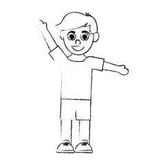 happy smiling boy with stretched arms icon image vector illustration design 