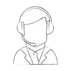 faceless man wearing headset icon image vector illustration design 