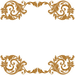 Golden vintage border frame engraving with retro ornament pattern in antique baroque style decorative design. Vector.