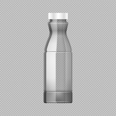 Vector realistic mock up bottle of yogurt, juice. Plastic bottle on transparent background