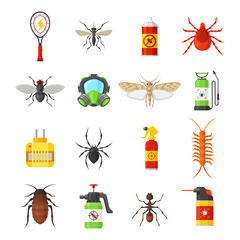 Pest control vector icons isolated on white background