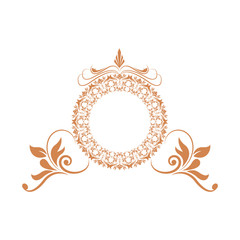 elegant round decorative frame flourish calligraphy golden vector illustration
