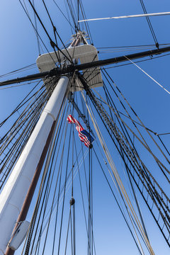 Old sailing ship rigging