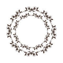 round decorative frame flourish calligraphy monochrome vector illustration