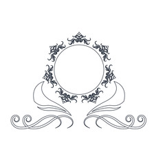 round decorative frame flourish calligraphy monochrome vector illustration