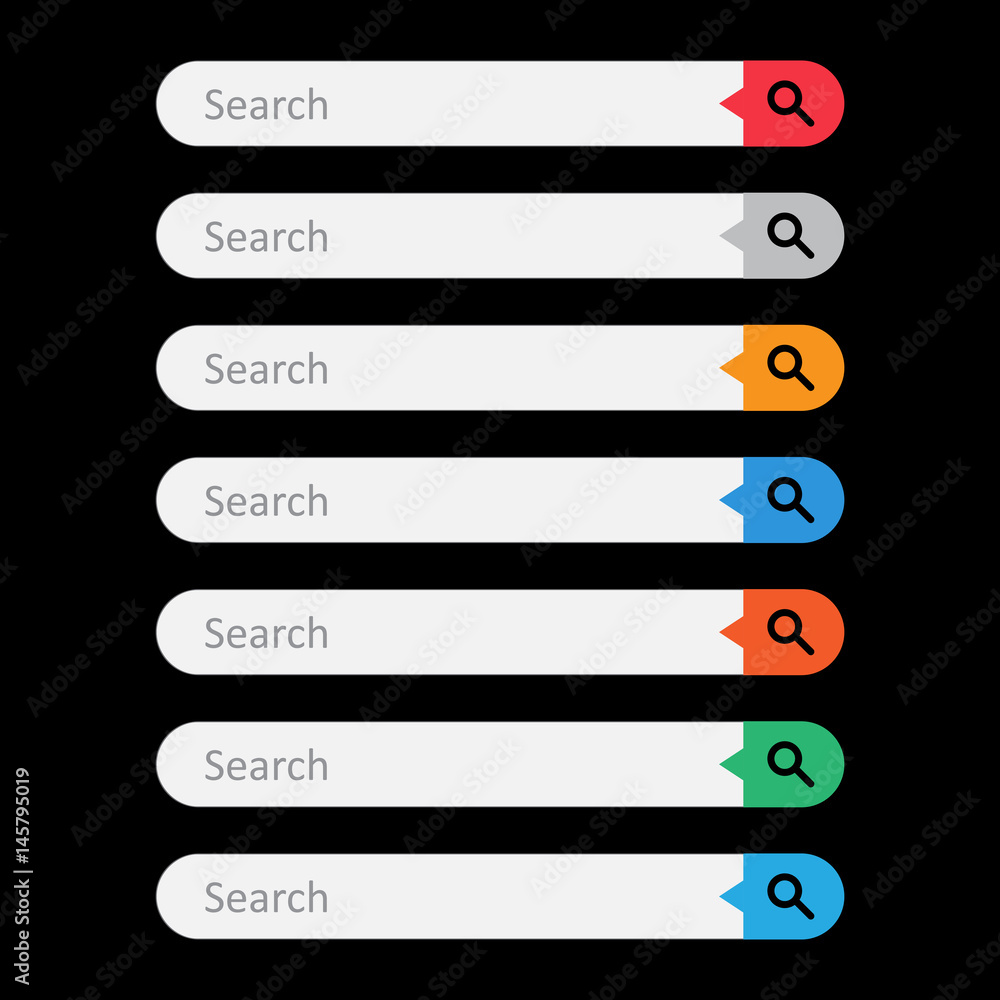 Aufkleber search bar field. set vector interface elements with search button. flat vector illustration on whit