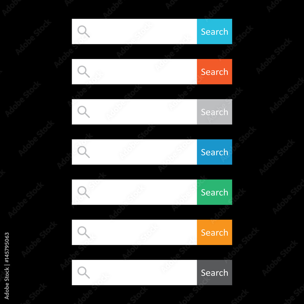 Poster search bar field. set vector interface elements with search button. flat vector illustration on isol