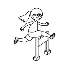 little girl in obstacle race vector illustration design