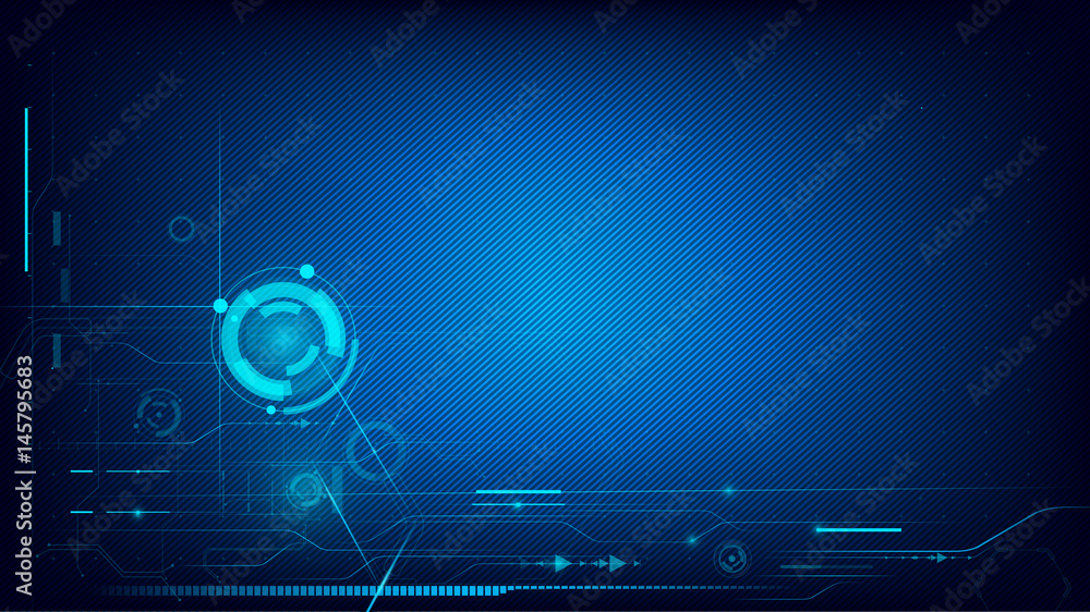 Poster futuristic cyber technology abstract background with dotted circle hud head up display panel vector 