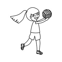 little girl playing volleyball vector illustration design