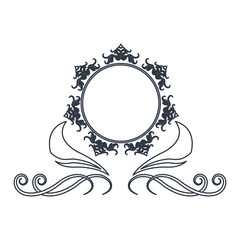 round decorative frame flourish calligraphy monochrome vector illustration