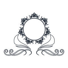 round decorative frame flourish calligraphy monochrome vector illustration
