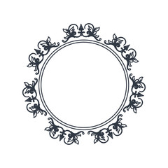 round decorative frame flourish calligraphy monochrome vector illustration
