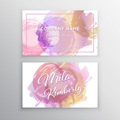 Set of Pink and Gold Design Business card. Abstract Modern Backgrounds.Brush stroke