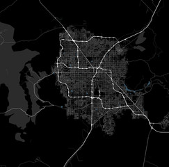 Black and white map of Las Vegas. Nevada Roads