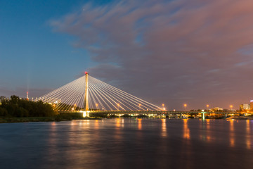 Fototapeta na wymiar Bridge Swietokrzyski over the Vistula river in Warsaw, Poland