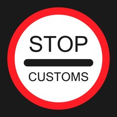 stop customs sign flat icon, Traffic and road sign, vector graphics, a solid pattern on a black background, eps 10.