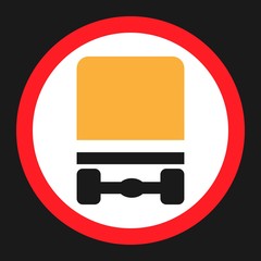 Dangerous Goods Transport prohibition sign flat icon, Traffic and road sign, vector graphics, a solid pattern on a black background, eps 10.