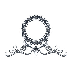 round decorative frame flourish calligraphy monochrome vector illustration