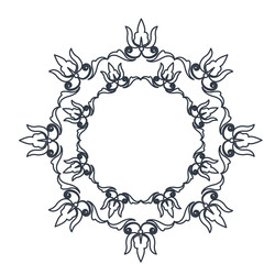 round decorative frame flourish calligraphy monochrome vector illustration