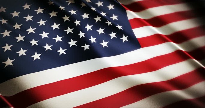 Realistic 4K United States american national flag seamless looping waving animation, the best choice for presentation!
