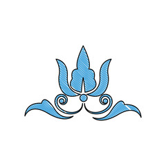 blue floral swirl ornate vignette image vector illustration