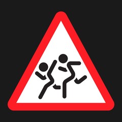 School children sign flat icon, Traffic and road sign, vector graphics, a solid pattern on a black background, eps 10