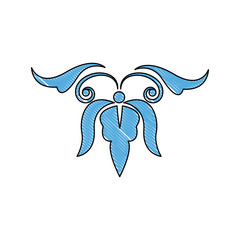 blue floral swirl ornate vignette image vector illustration