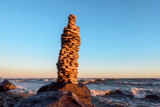 High stack of stones