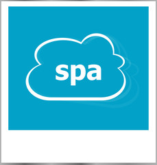 instant photo frame with cloud and spa word, business concept