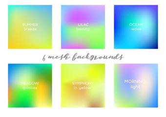 Fototapeta premium 6 mesh backgrounds. Vector illustrations with summer and ocean colours.