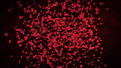 3d abstract red blood cells illustration, scientific or medical or microbiological background
