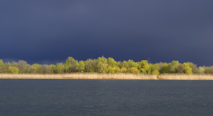 The bank of the river before the storm
