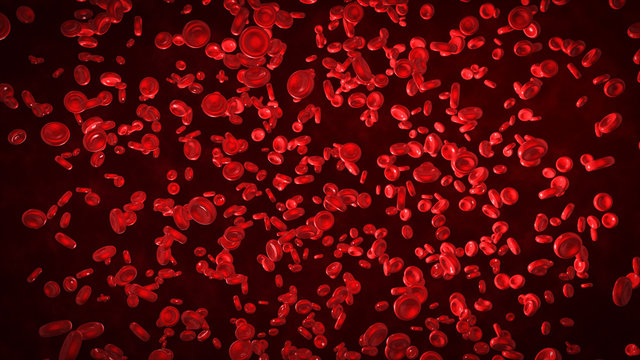 3d abstract red blood cells illustration, scientific or medical or microbiological background