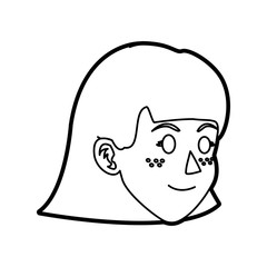 Obraz na płótnie Canvas cartoon face woman girl female line image vector illustration