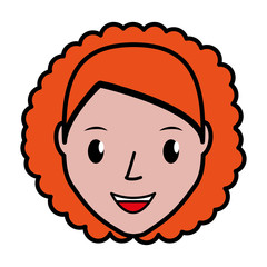 happy woman face cartoon icon over white background. colorful design. vector illustration
