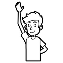 cartoon boy young character line vector illustration