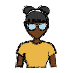 hipster woman with glasses icon over white background. colorful design. vector illustration