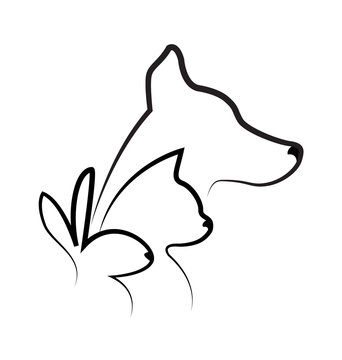 Vector - Cat dog and rabbit silhouettes logo