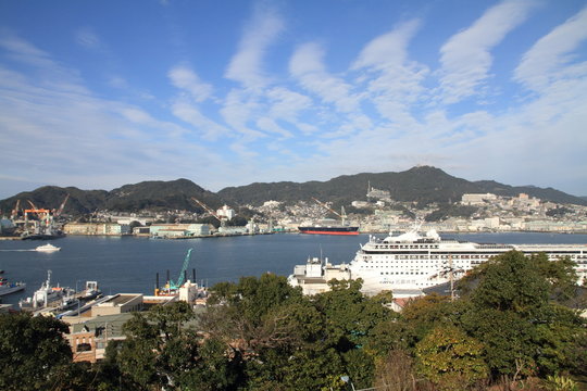 Nagasaki bay in Nagasaki, Japan