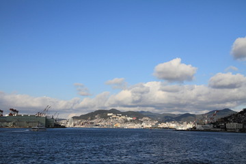 Fototapeta na wymiar Nagasaki bay in Nagasaki, Japan