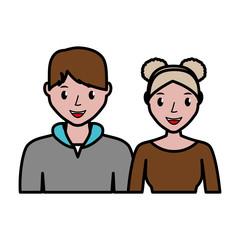 happy couple cartoon icon over white background. colorful design. vector illustration