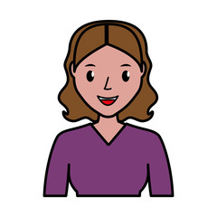 happy woman cartoon icon over white background. colorful design. vector illustration