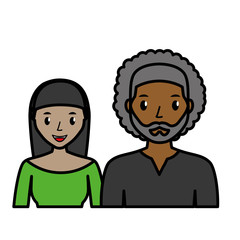 Obraz premium happy couple cartoon icon over white background. colorful design. vector illustration