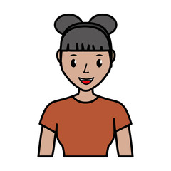 happy woman cartoon icon over white background. colorful design. vector illustration