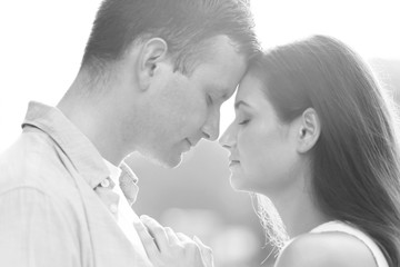 Beautiful young couple in park