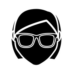 hipster woman with glasses icon over white background. vector illustration