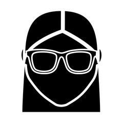 hipster woman with glasses icon over white background. vector illustration
